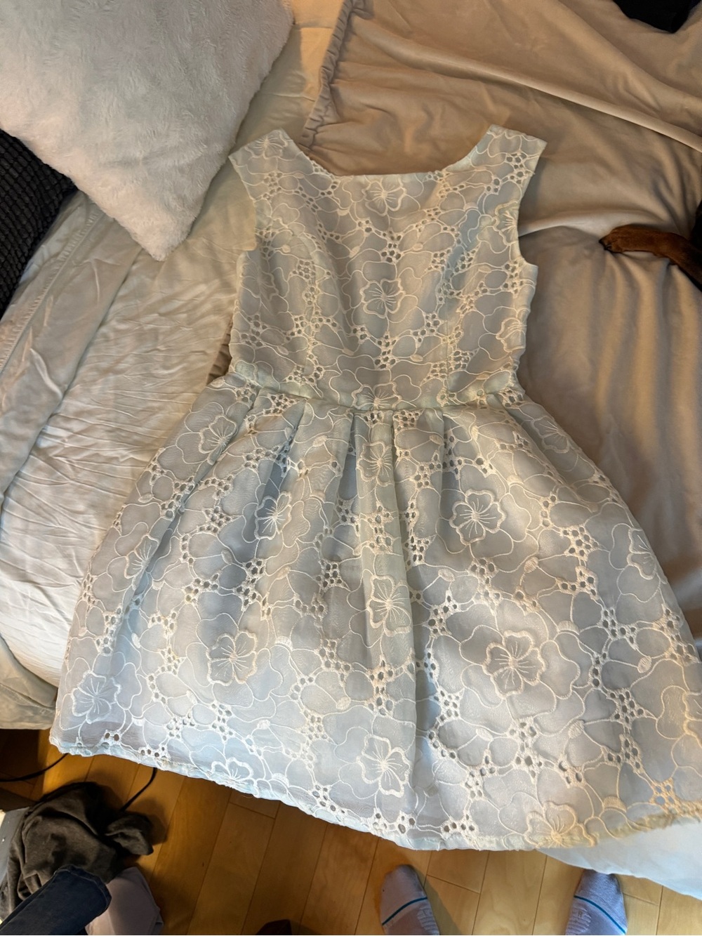 Topshop Pale Blue Floral Lace Party Dress
